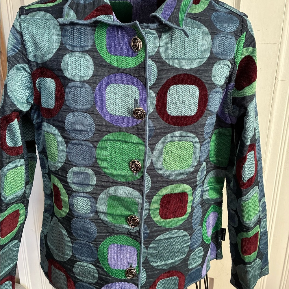Colorful Geometric Button-Up Jacket - Picture 4 of 5